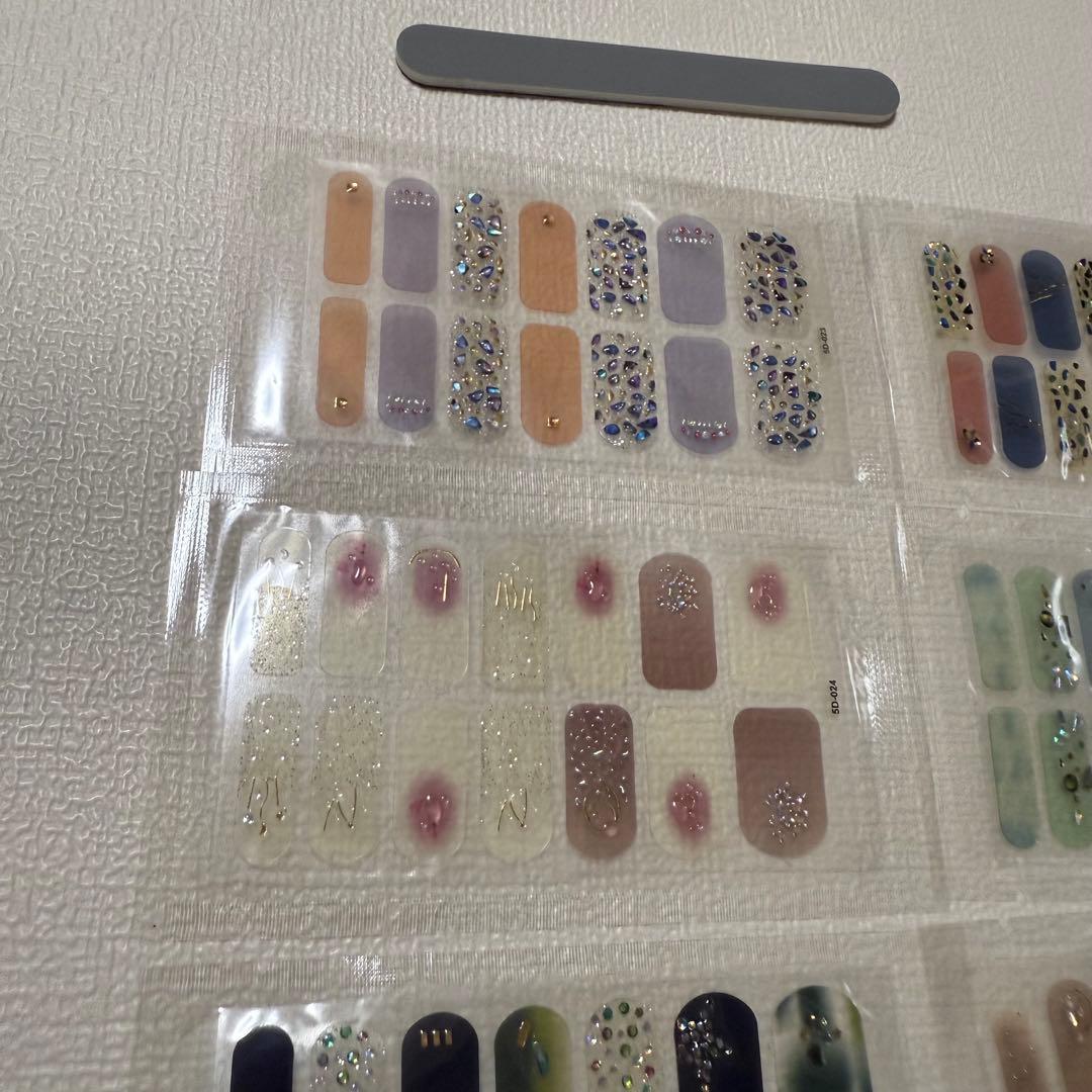 HERAXI ネイルシール 手の爪 6枚入 爪やすり付き ネイルステッカー