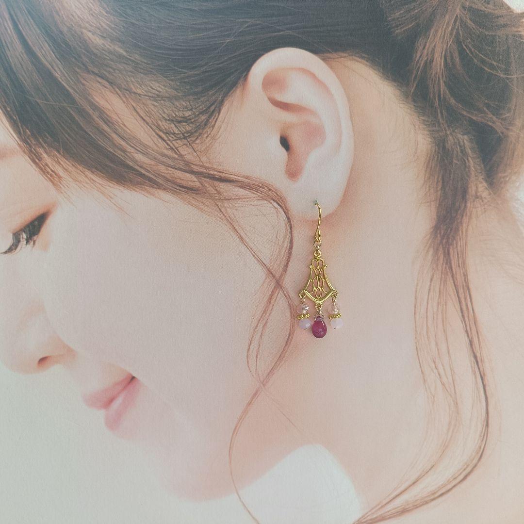No.492 シャンデリアピアス ゴールド ハンドメイド