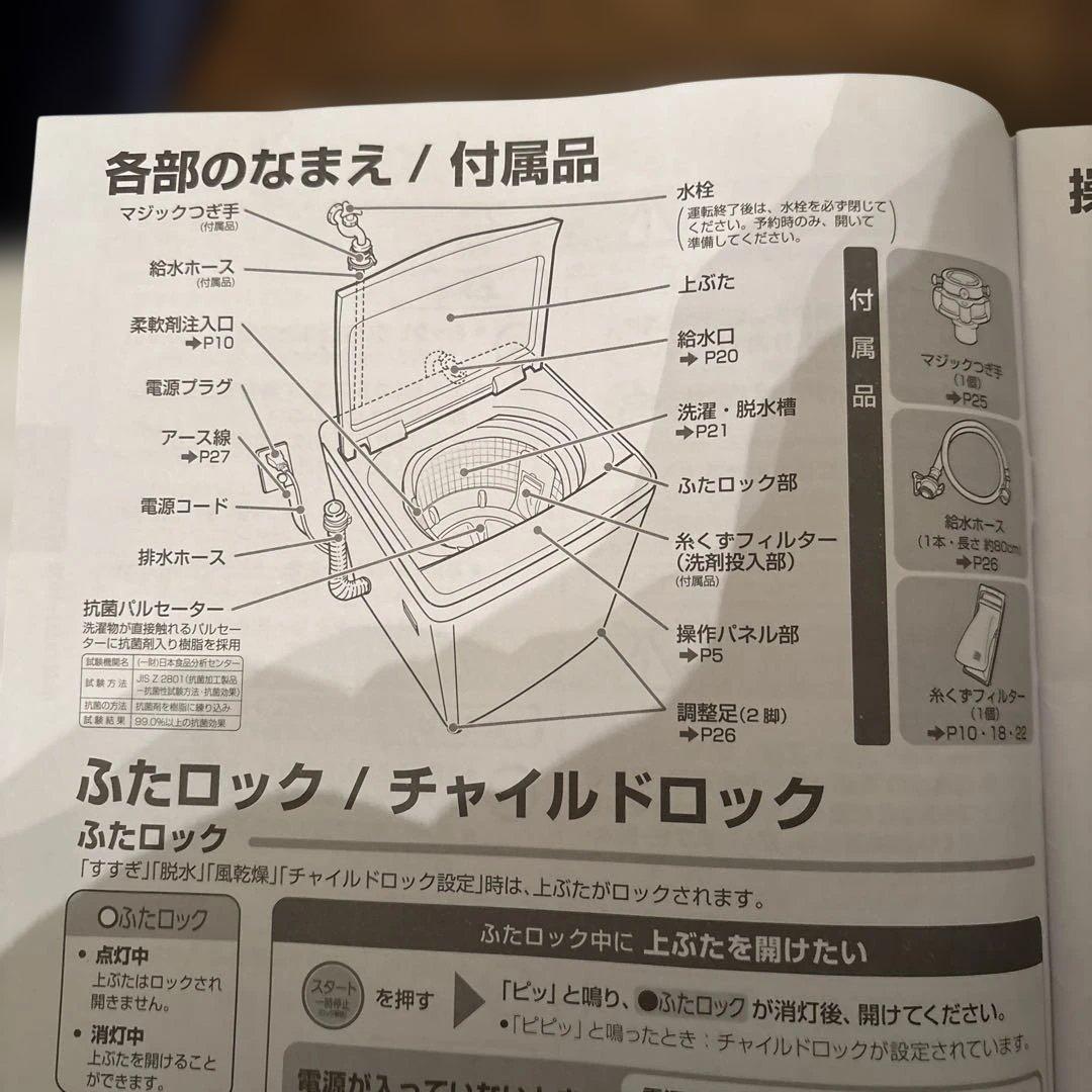 AQUA 全自動洗濯機 AQW-S5M 本体 5キロ