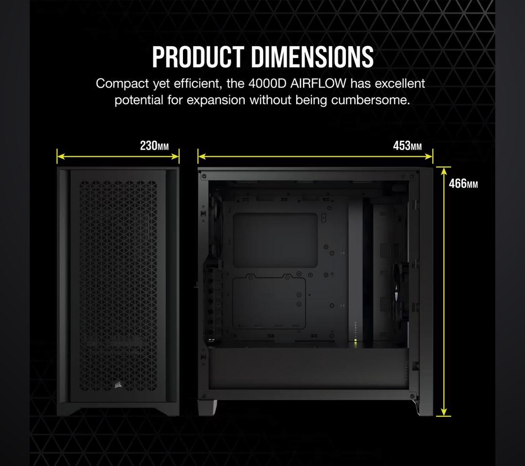 CORSAIR 4000D エアフロー強化ガラス製ミドルタワー ATX ケース