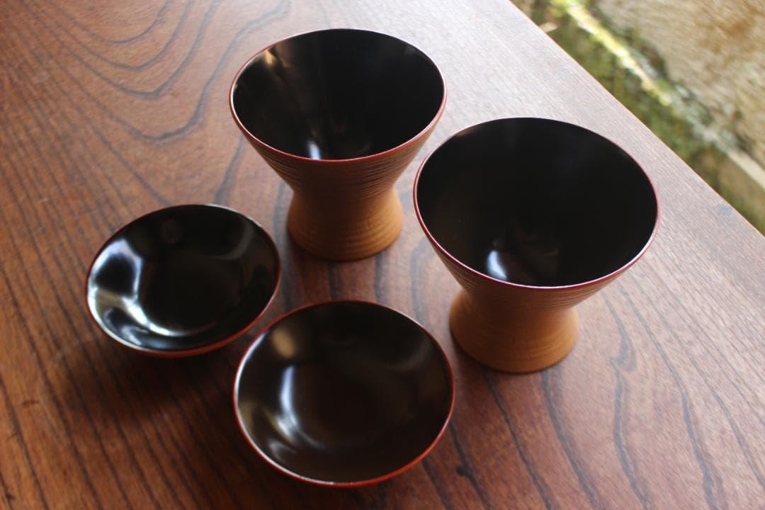 時代逸品！風情ある糸目地に白塗柿合の映える小椀2点（検輪島塗懐石道具小吸物椀