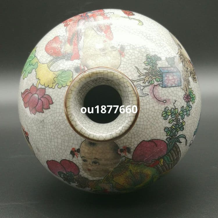 粉彩嬰戯図梅瓶 景徳鎮 陶磁器 装飾品 現代工芸品 美術品 置物