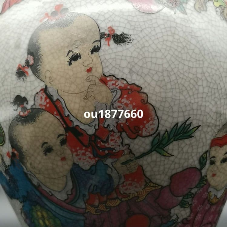 粉彩嬰戯図梅瓶 景徳鎮 陶磁器 装飾品 現代工芸品 美術品 置物