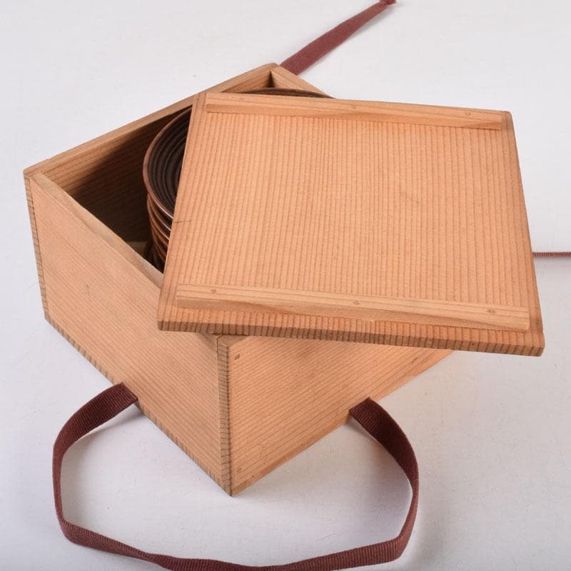 煎茶道具　凌霜軒　松材　茶托　十客　時代箱　C　8448