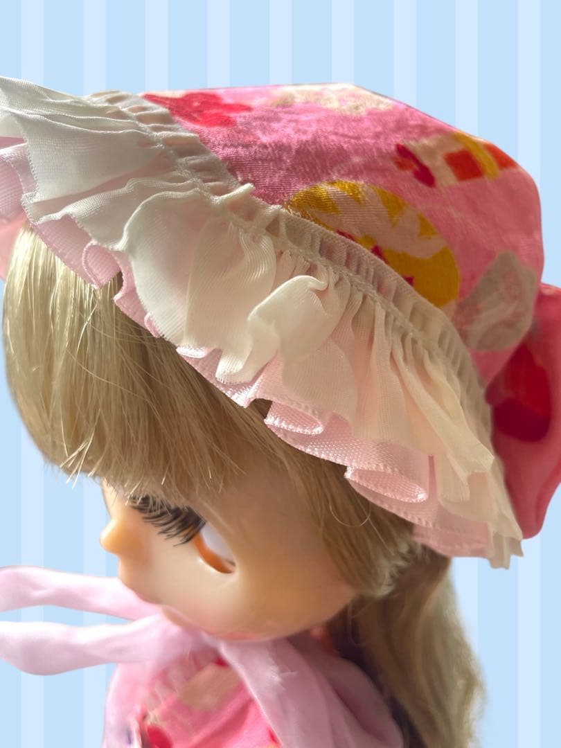 ブライス着物　ピンクボンネット