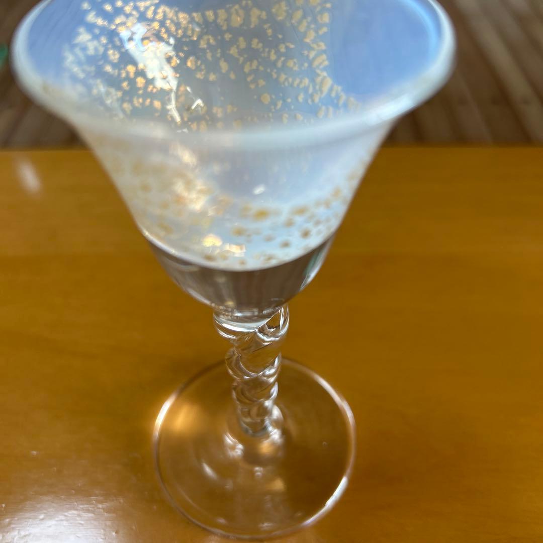 作家　ガラス作家　上島あいこ　酒器　酒盃　　グラス　2種　金彩　金箔　吹きガラス