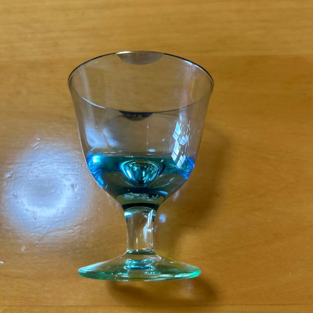 作家　ガラス作家　上島あいこ　酒器　酒盃　　グラス　2種　金彩　金箔　吹きガラス