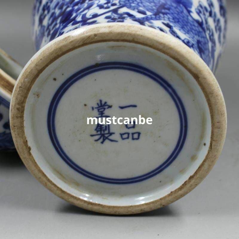青花着花麒麟紋将軍壺 景徳鎮 陶磁器 装飾品 現代工芸品 美術品 置物