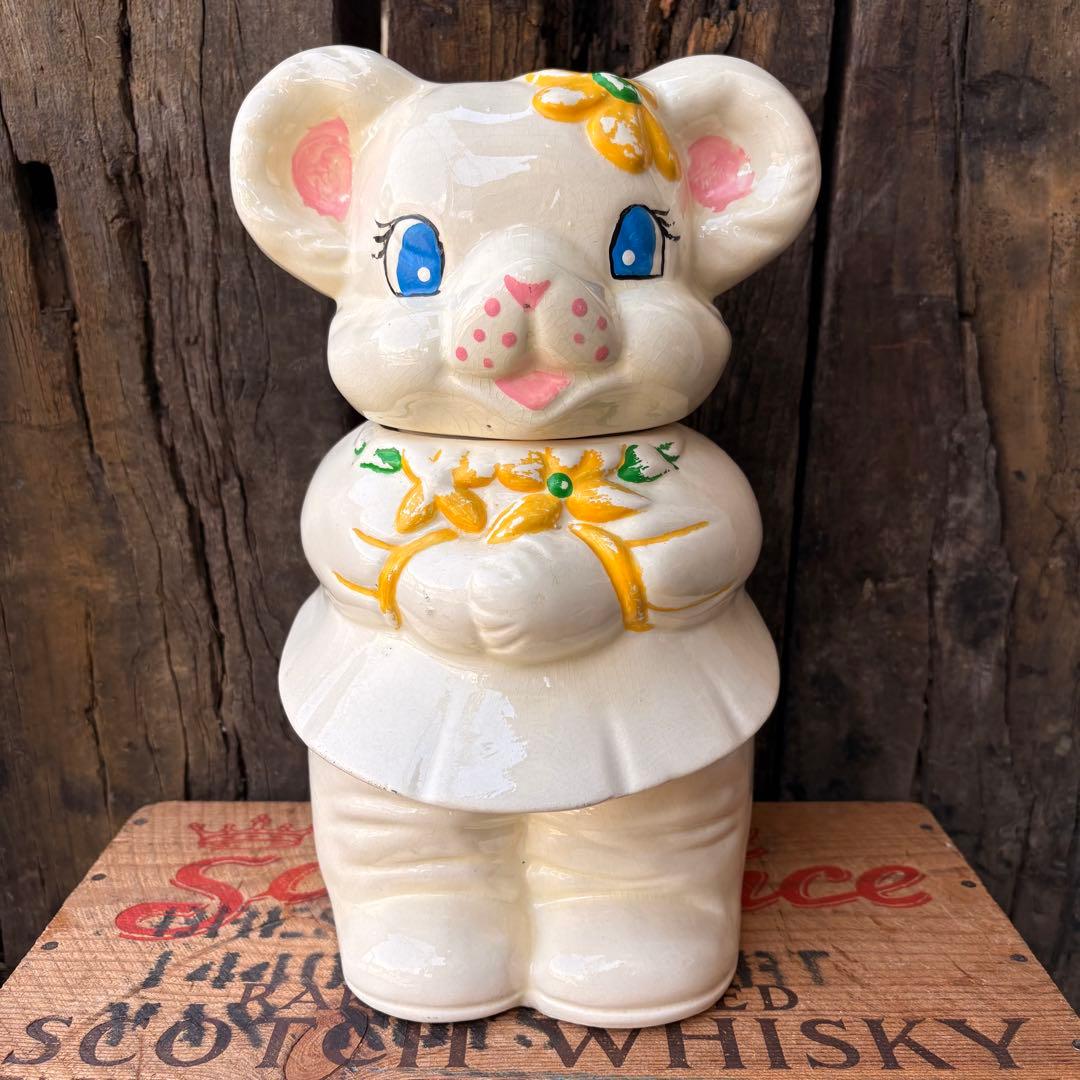【1940s USA vintage】クッキージャー 小物入れ クマ　ビンテージ