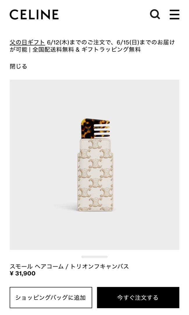 CELINE スモールヘアコーム ケース付き