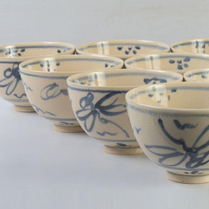 茶道具　安南染付　蜻蛉文　数茶碗　十客　時代箱　V　9973A