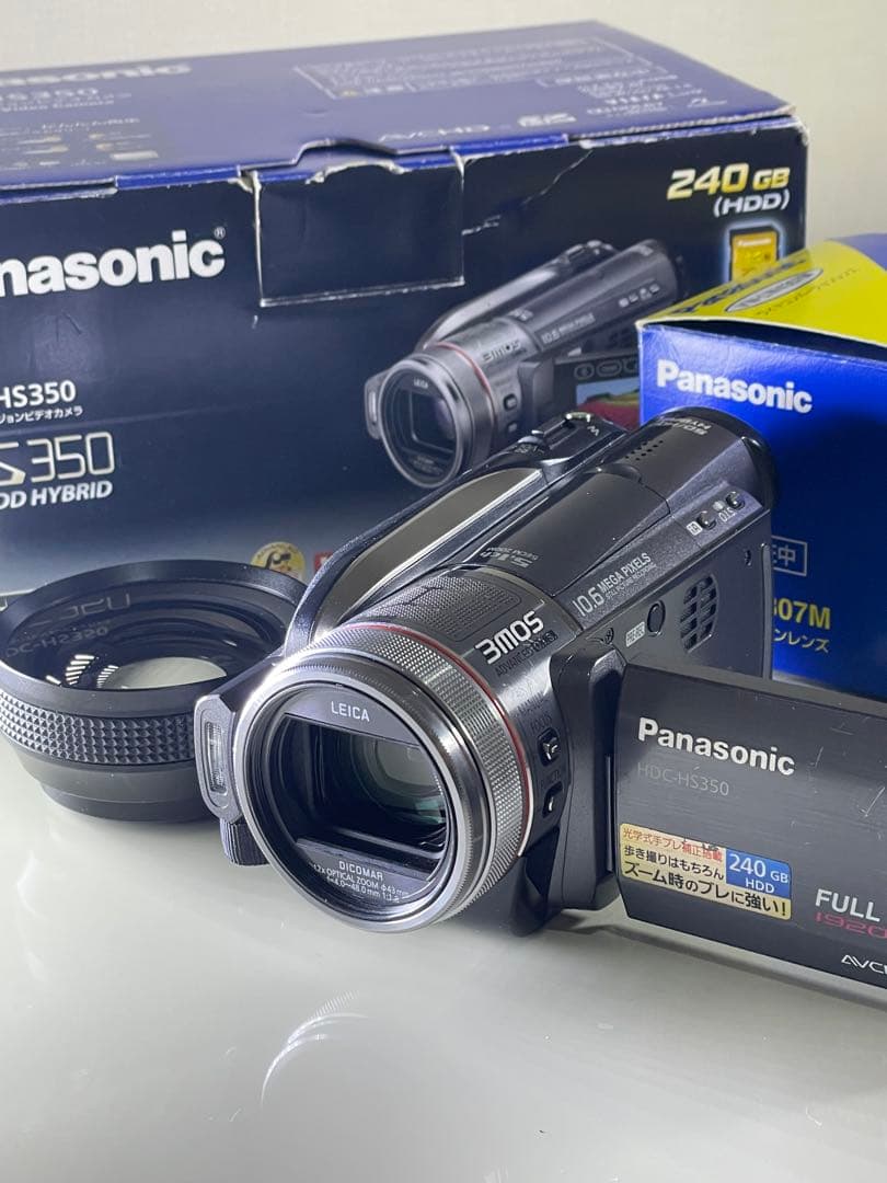 【取置き済】HDC-HS350 SD/HDDワイコンレンズ&大容量バッテリー付き