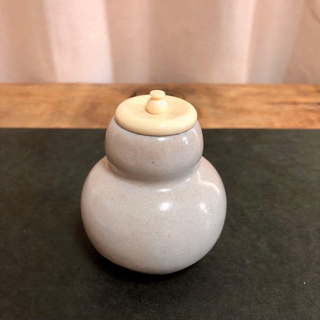 笹田有祥 雪だるま茶入 共箱 茶道具