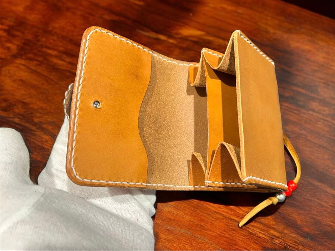 Gravy Leather 総手縫い ヌメ革 ミニウォレット 本革 名刺入れ
