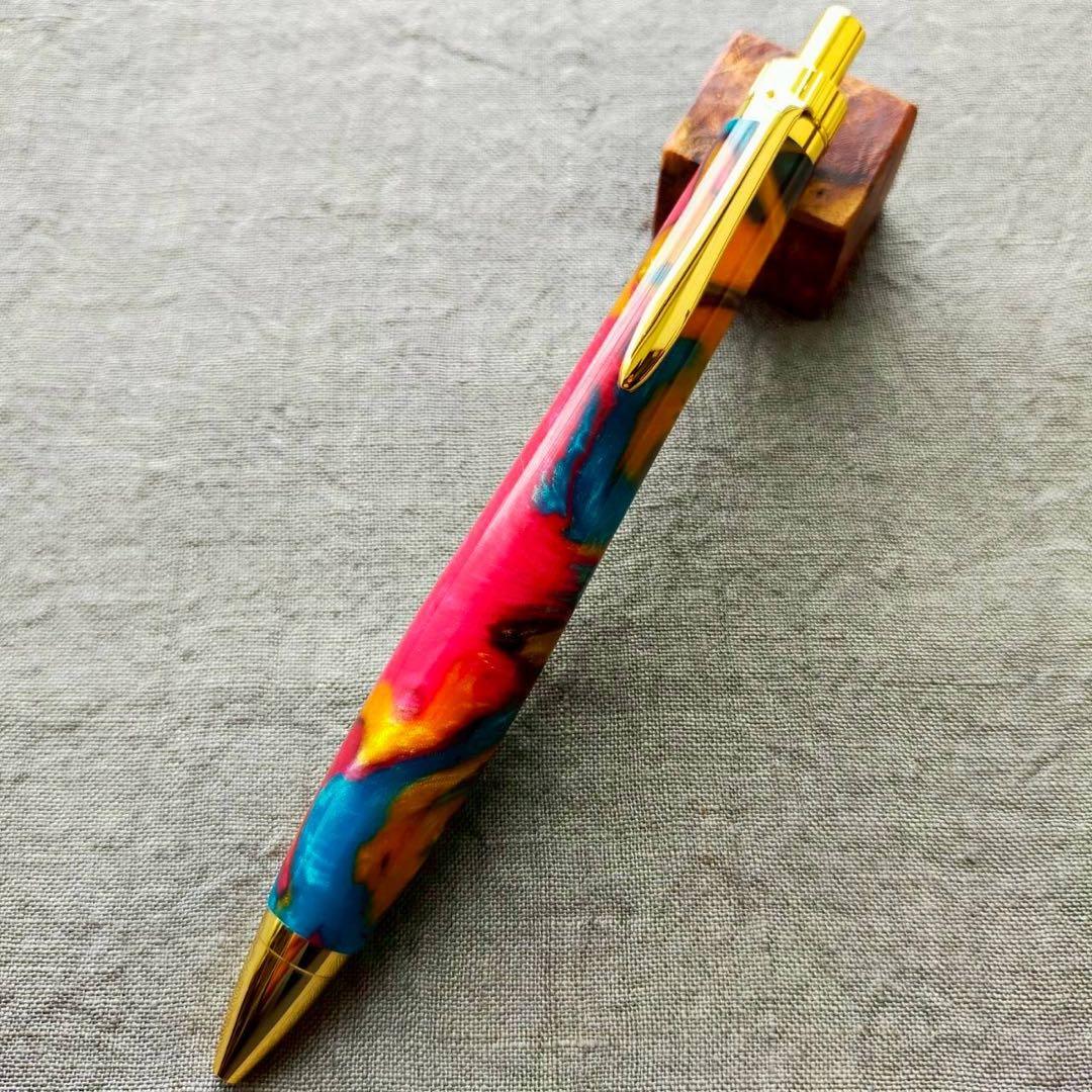 【プリズム】　レジン　ハンドメイド　ボールペン　G2　ゴールド