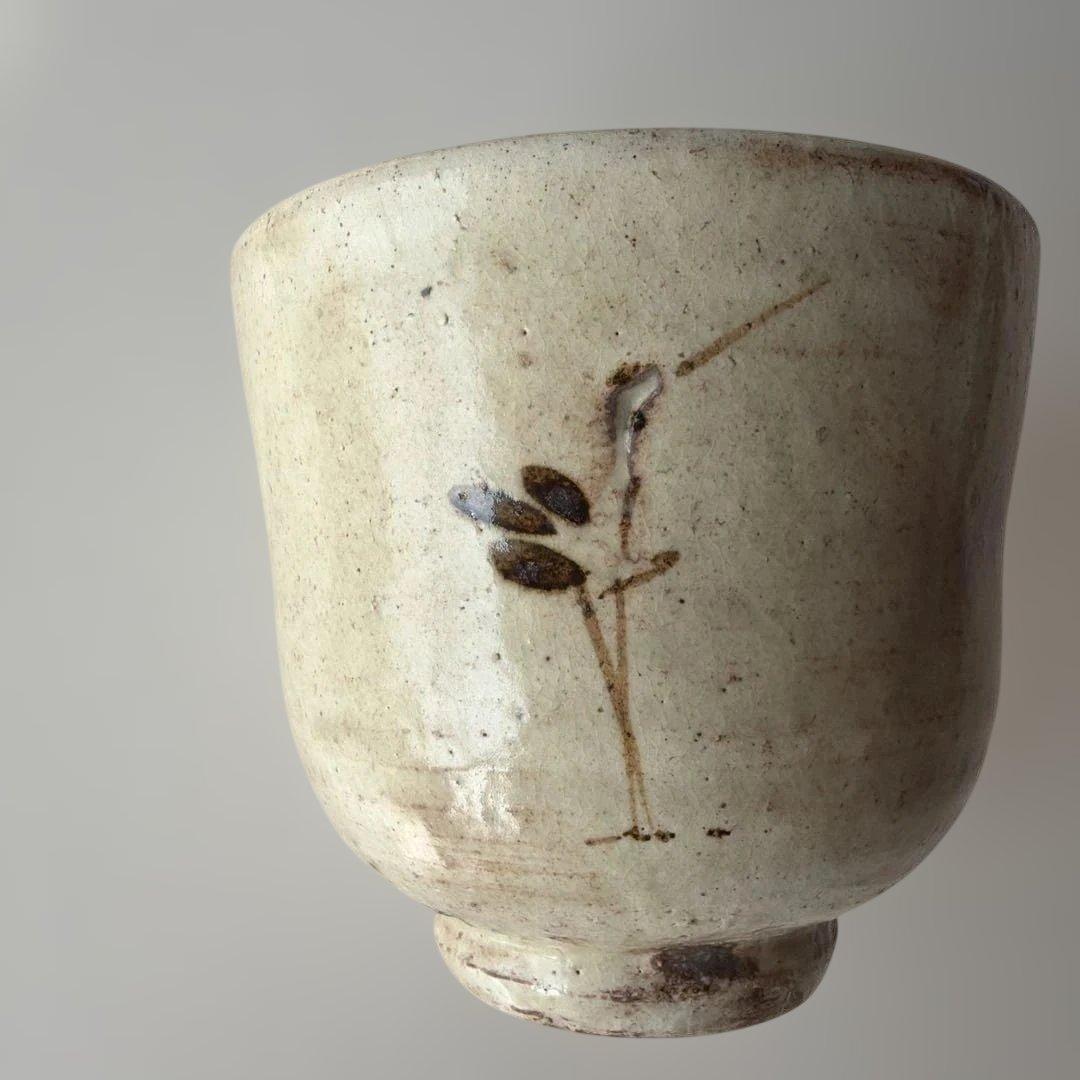 「御本立鶴」筒茶碗