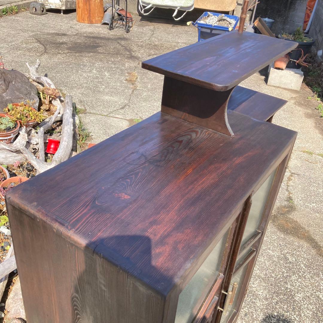 アンティーク飾り棚箪笥タンス古家具昭和レトロ天然木欅杉竹ヴィンテージキャビネット