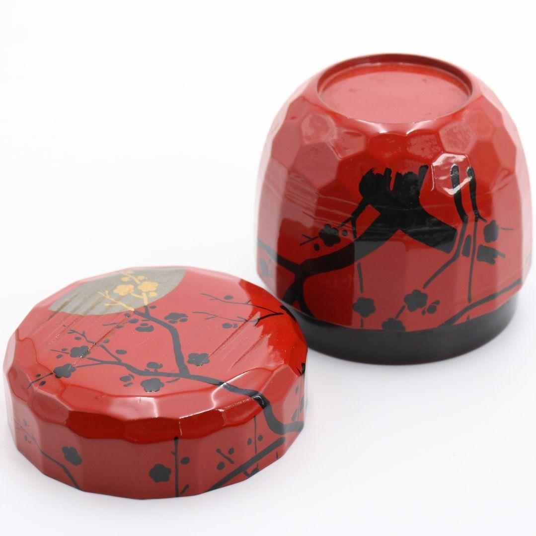 岡本陽斎作 梅月蒔絵 中棗 茶道具 共箱　V771　N2