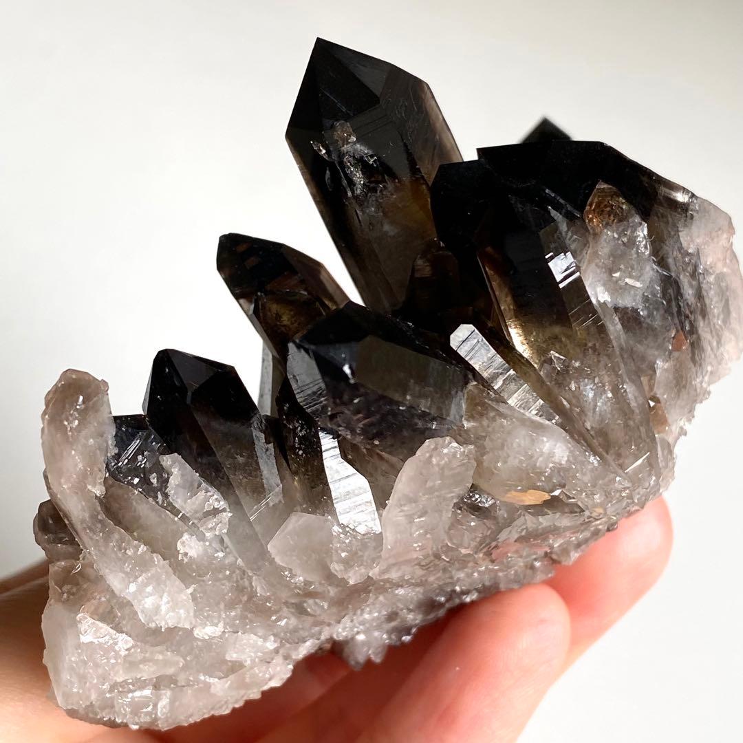 【 天然石 美しい アメリカ アーカンソー州産 黒水晶 クラスター モリオン 】