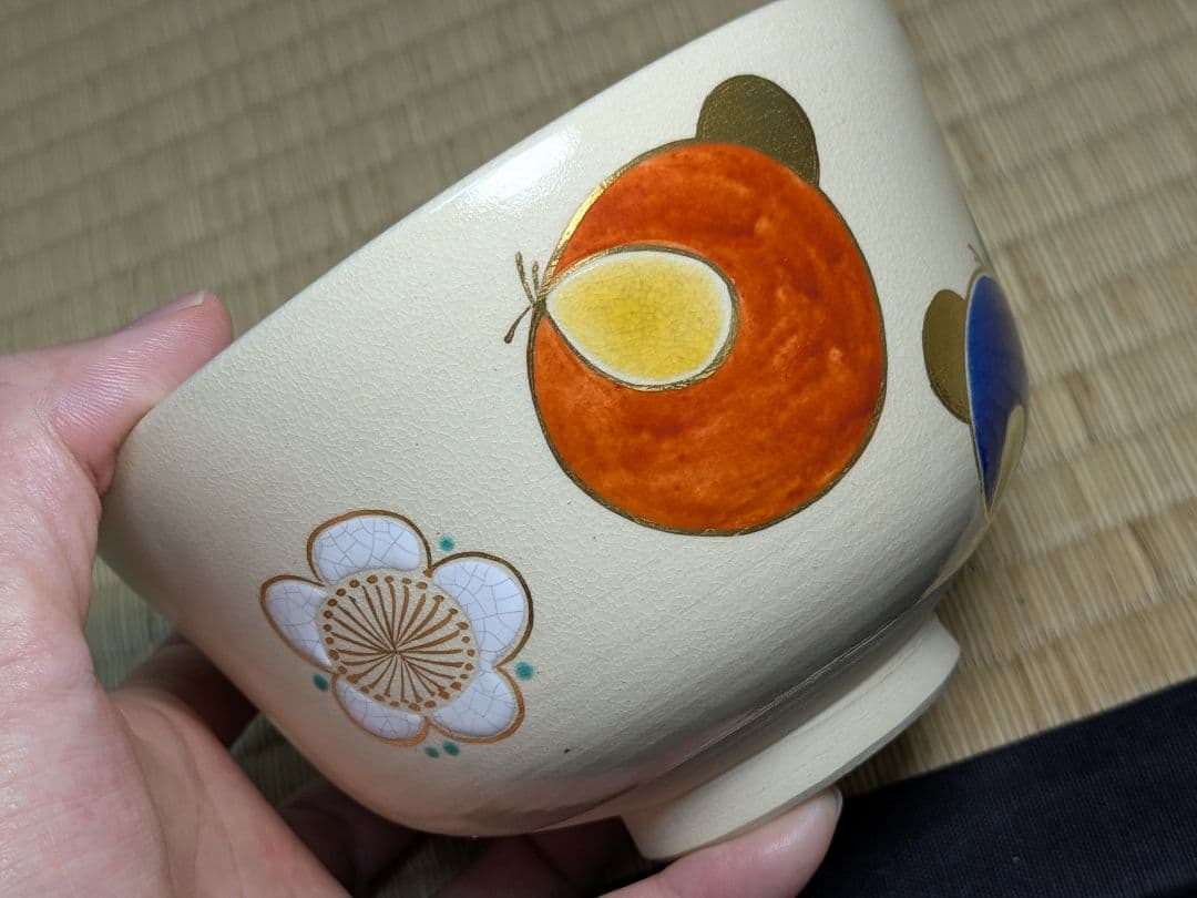 【美品】色絵くくり猿茶碗 永楽善五郎 即全 千家十職 仕覆付
