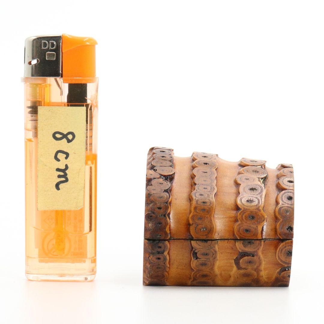 川野正毅?作 摺漆 根竹香合 共箱共布 茶道具　V185　1F18