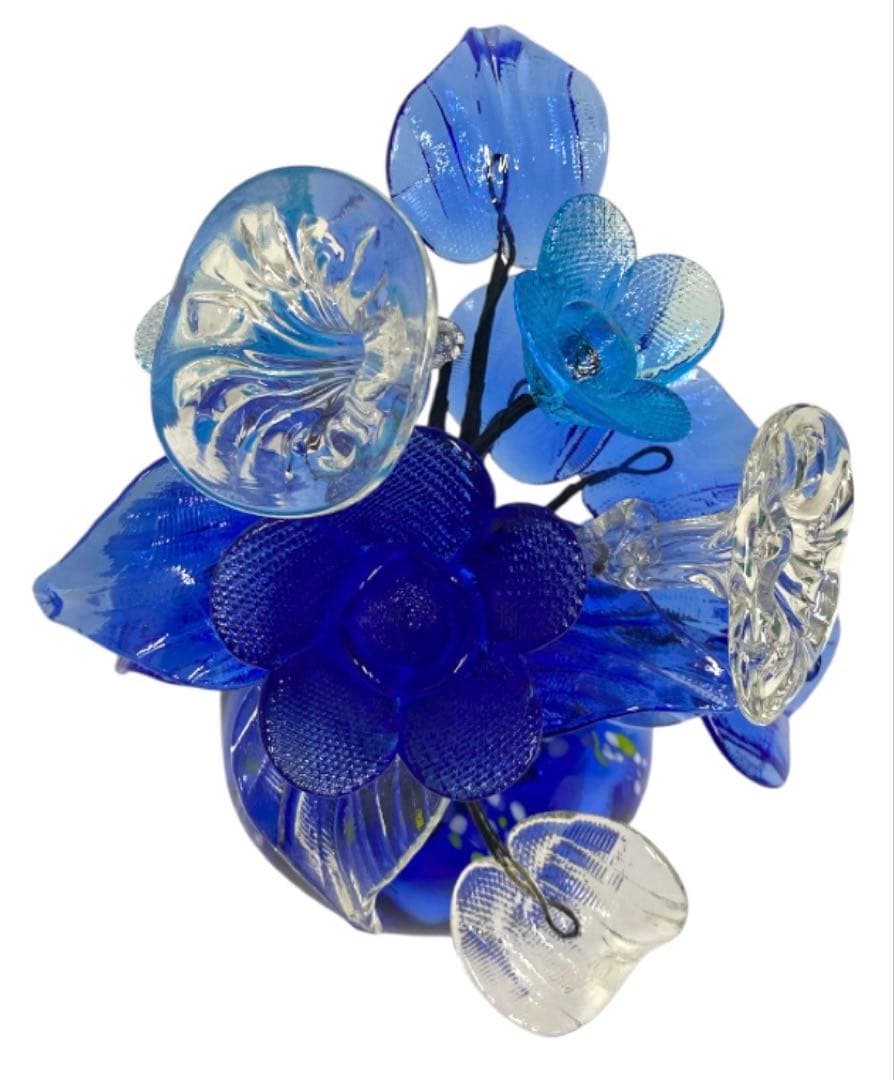 沖縄工芸村　琉球ガラス　フラワー(花)花瓶入り　オブジェ　25シ209