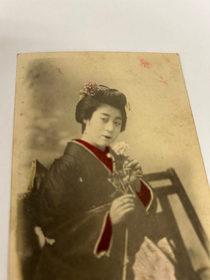 p583 絵葉書 レトロ 萬國郵便聨合端晝 和服少女 戦前　写真　コレクション