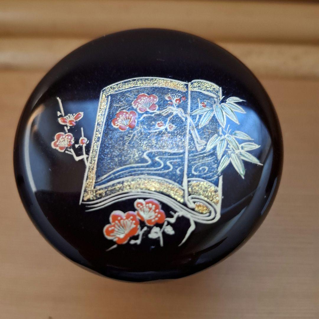 四君子草紙蒔絵 溜塗中棗 山中塗