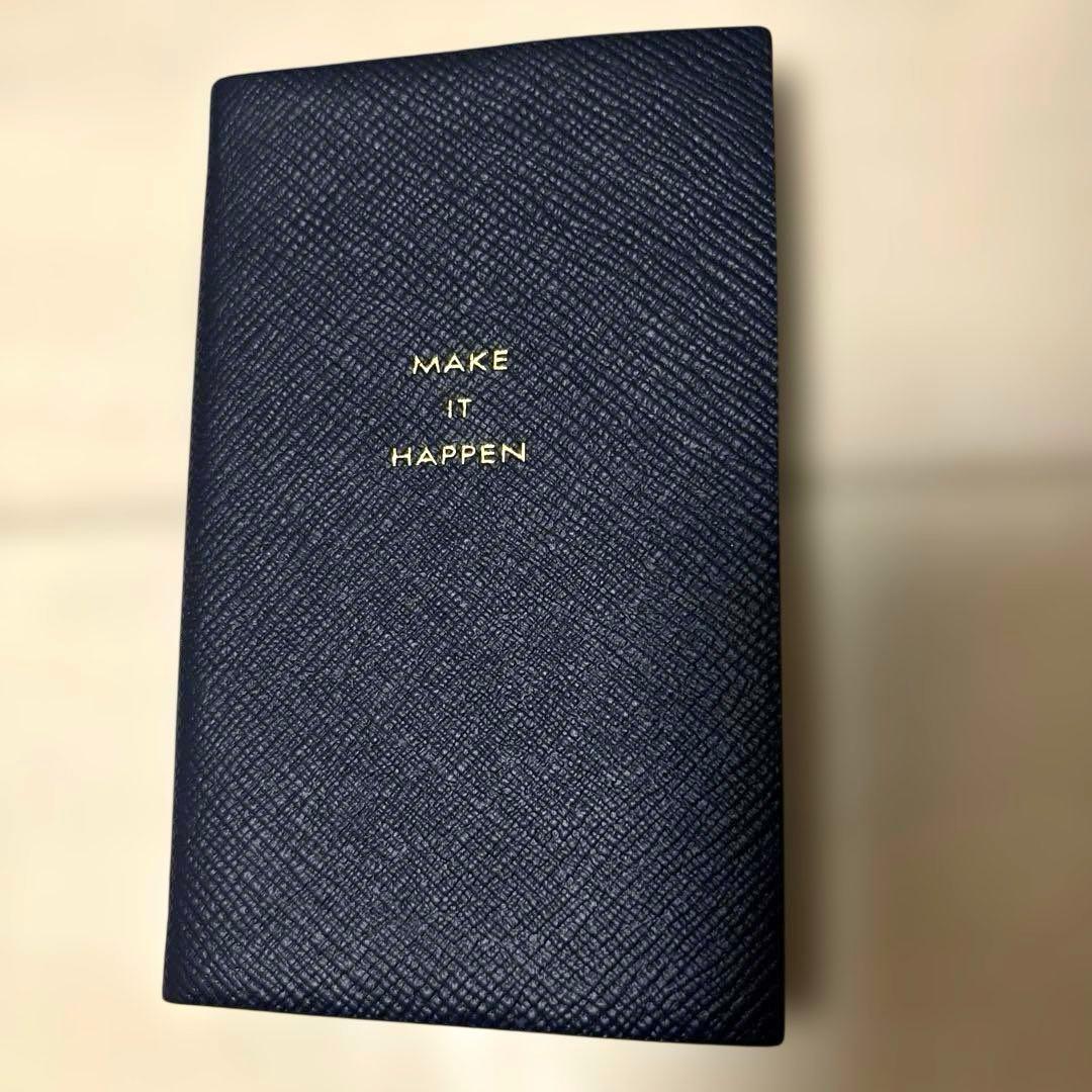 新品！スマイソンSMYTHSON パナマノート レザー紺