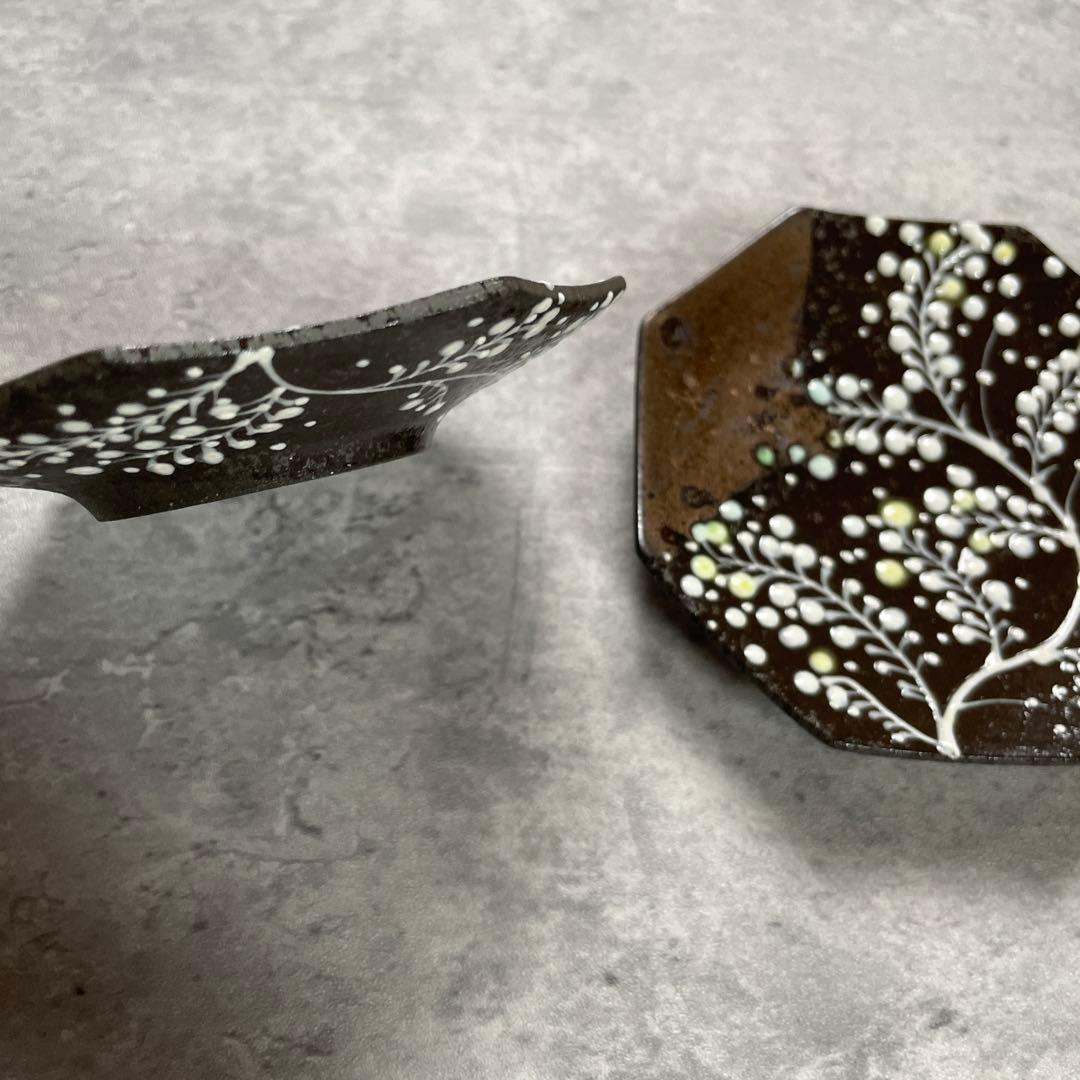 未使用　のぐちみか　みかガマ　ミモザ　黒　金彩　豆皿　小皿　セット
