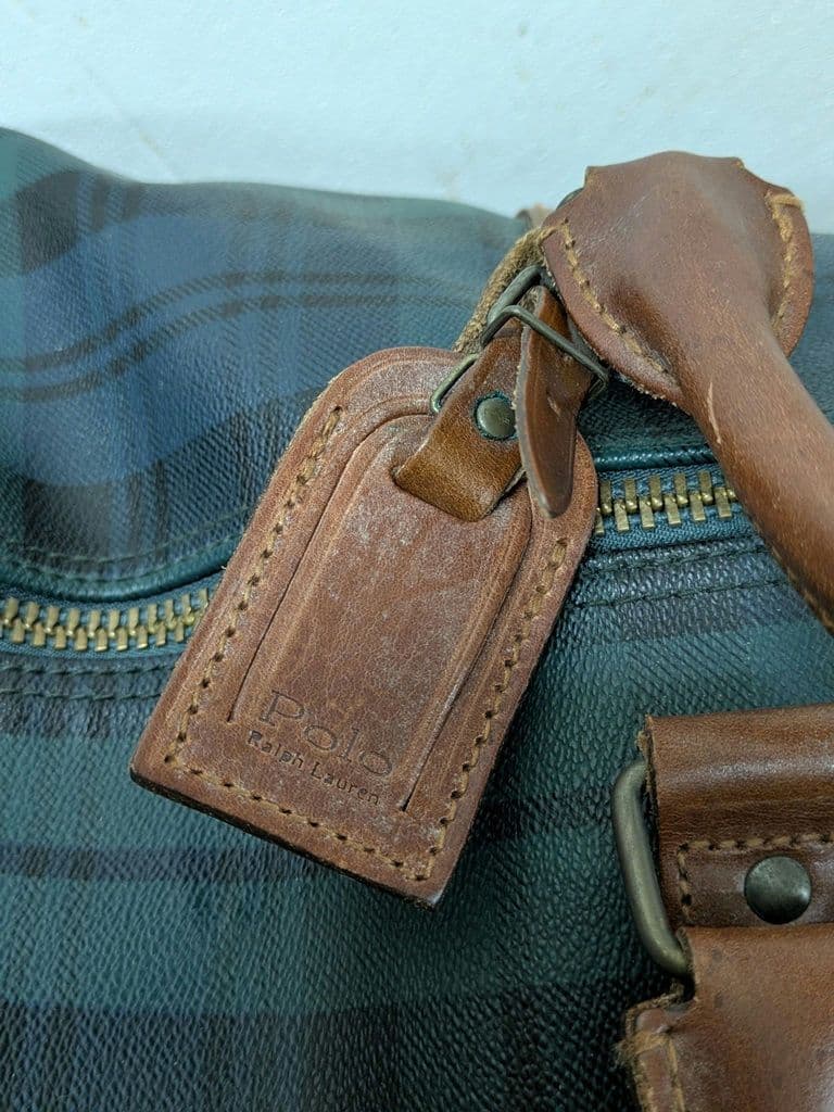 ポロラルフローレン ブラックウォッチ 大型ボストンバッグ 中古 難あり