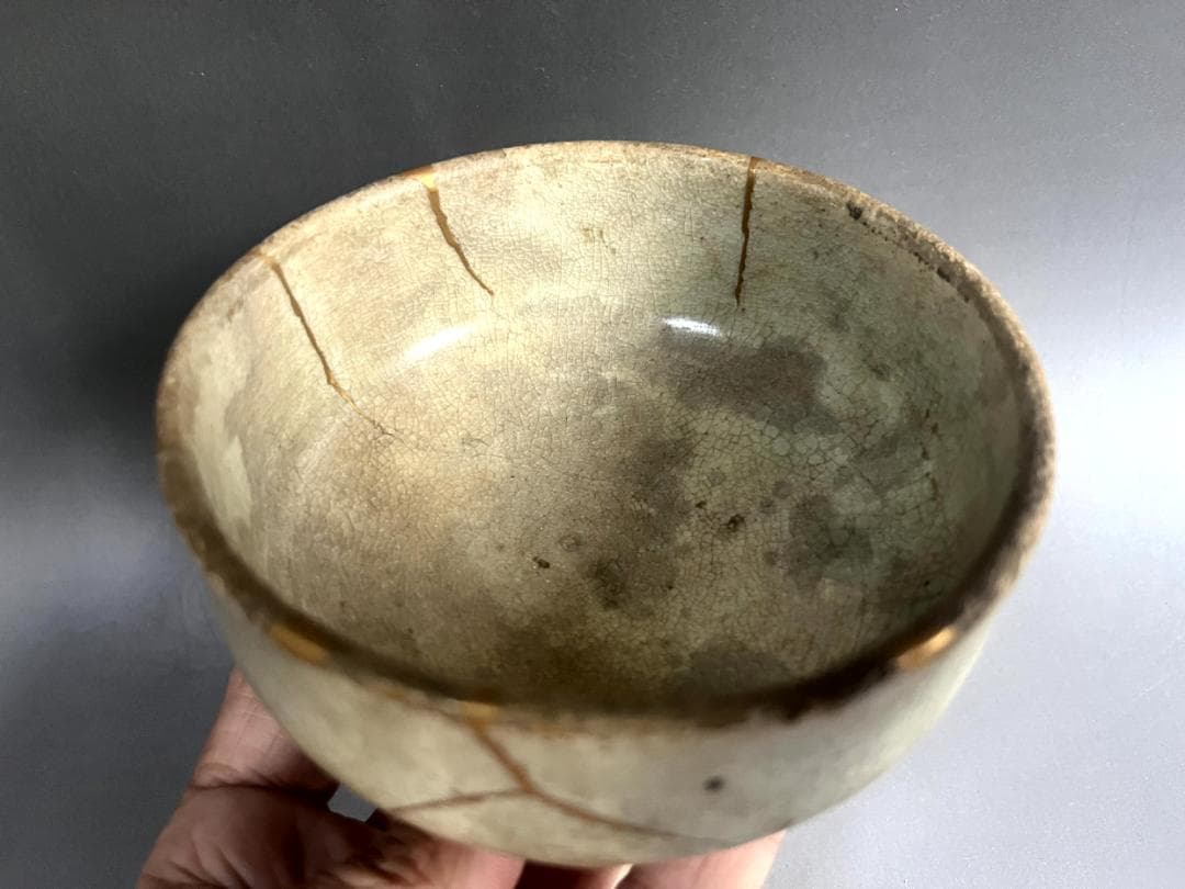 茶碗■瀬戸唐津時代物【最高峰の逸品】江戸期 金継ぎの景色と力強い土見せ 時代物■