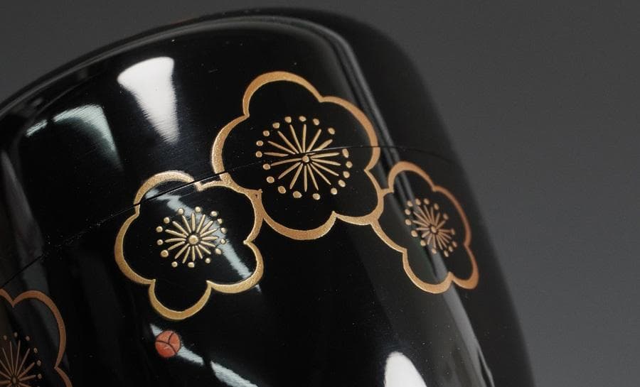 西出藤渓 梅蒔絵中棗 共箱 茶道具 茶入 茶器