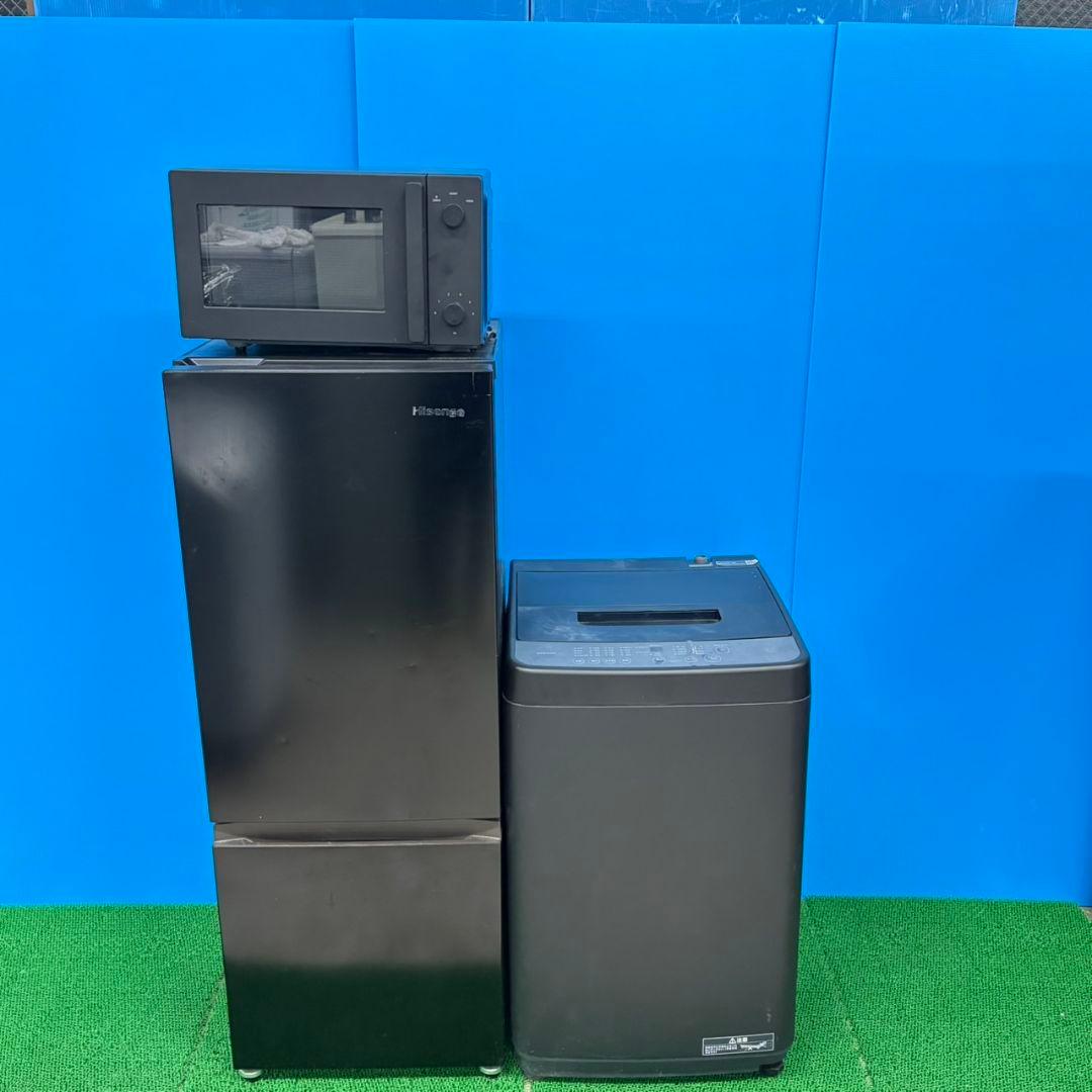 906 ブラックカラー 冷蔵庫 200L弱 洗濯機 電子レンジ 大人気セット