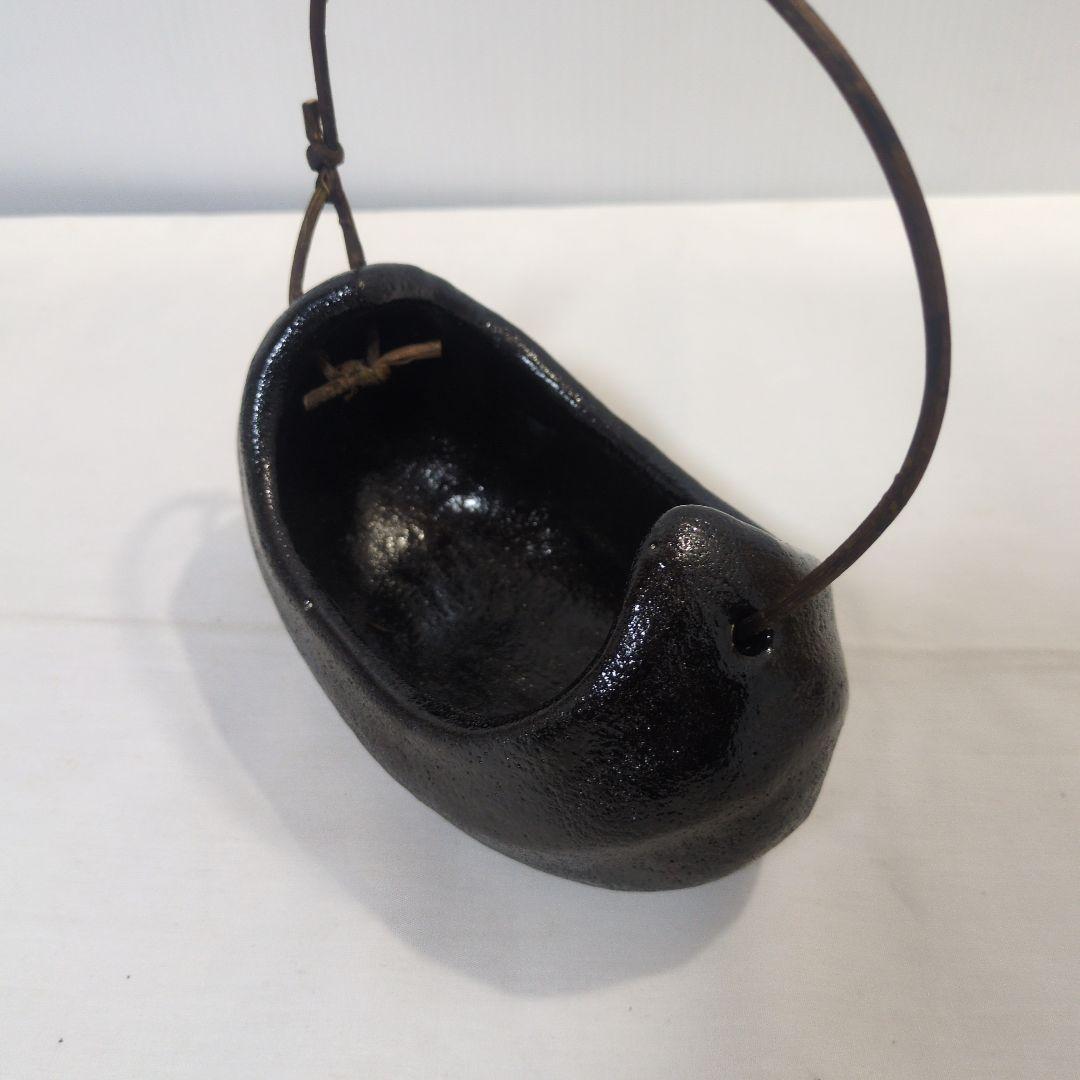 黒釣舟花入 佐々木昭楽 共箱・美品