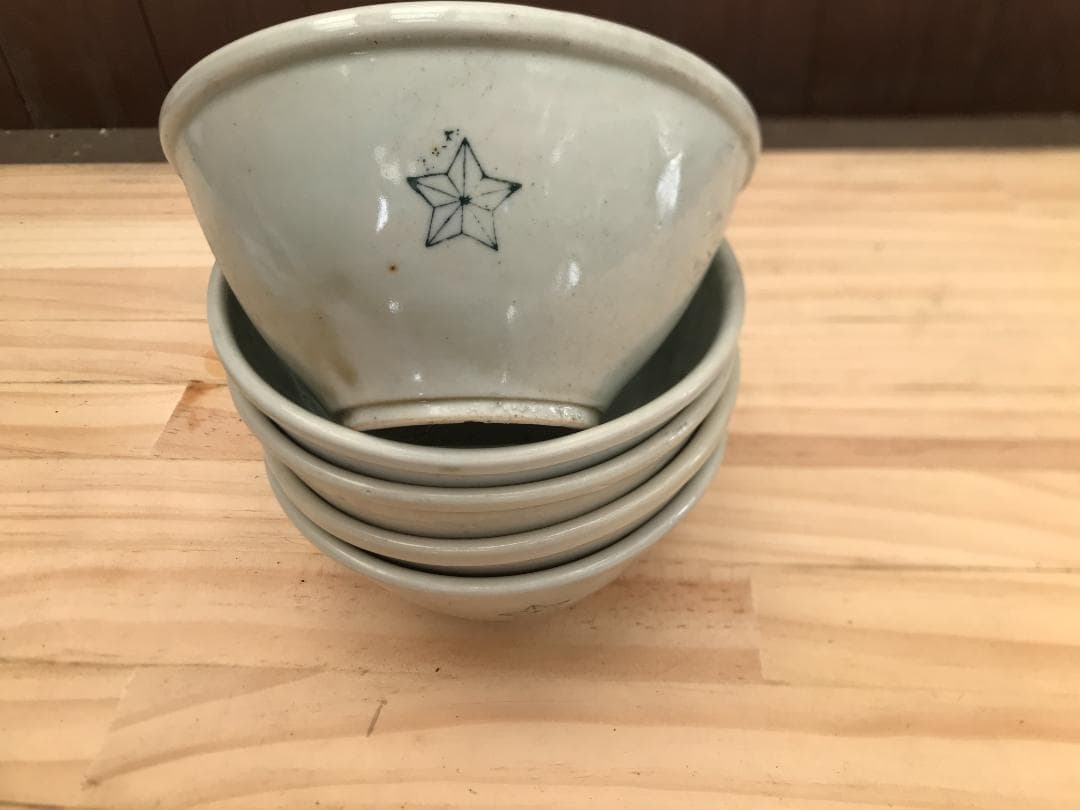統制陶器肥-28・旧日本軍 陸軍 陶器 軍隊食器陸軍／日本軍　　碗　5枚