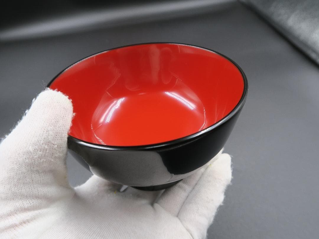 【極美品】輪島塗 夫婦椀 汁椀 漆工芸 福久 内朱・内黒 二客揃 天然木 共箱