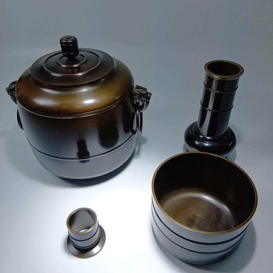 茶道具　唐銅皆具一式　金谷浄雲　共箱