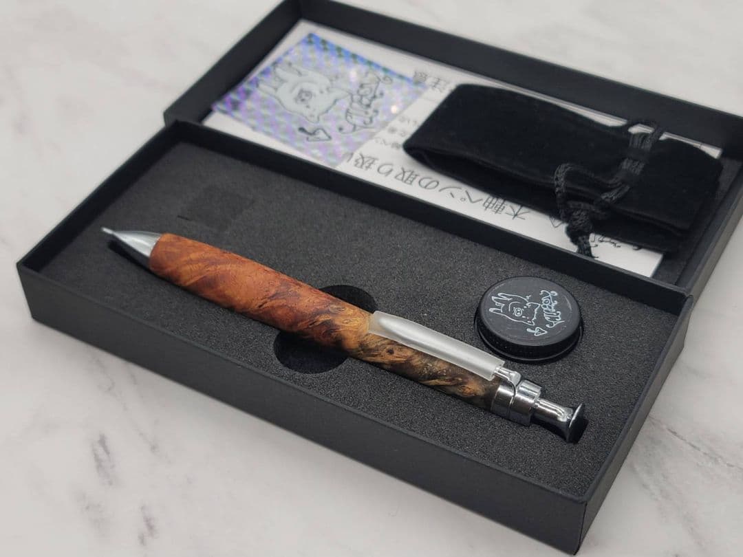 新品　こぶた工房　極上花梨瘤　紅白　シャープペンシル0.5