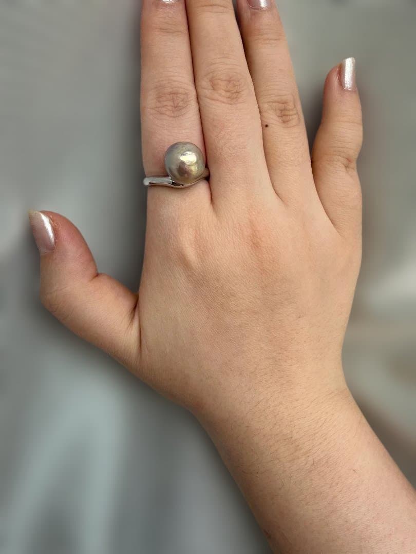 【唯一無二】油画シリーズ メタリックエジソンパール リング 13mm 芸術品