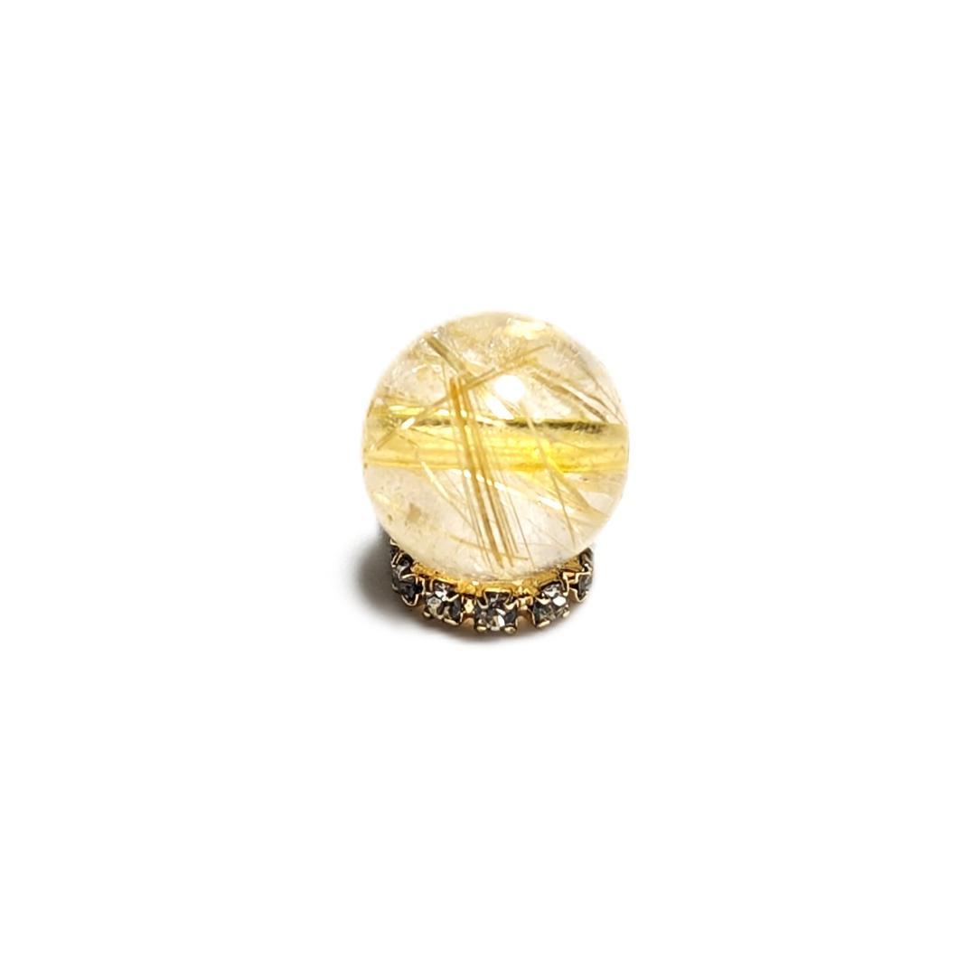 一点物【金色の針がカッコいい】タイチンルチル 10ミリ 粒売り 貫通穴あり