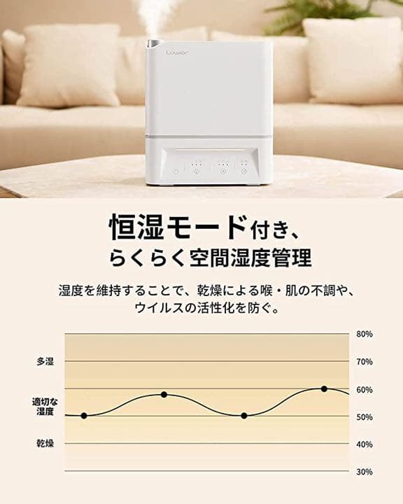 加湿器 卓上 除菌加湿器  電解水除菌 超音波加湿器 大容量 4L 除菌モード