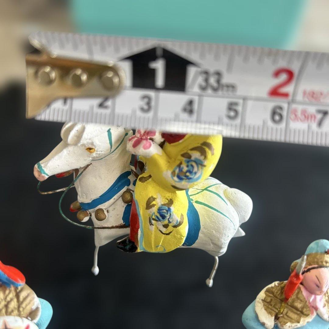 【中国民芸品】泥人形 3体セット 彩塑 三国志/京劇 白馬 アンティーク工芸品