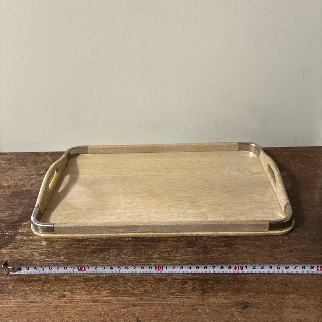 昭和レトロ　学校給食　トレイ① お盆　アンティーク　骨董　ガーデニング　木地盆