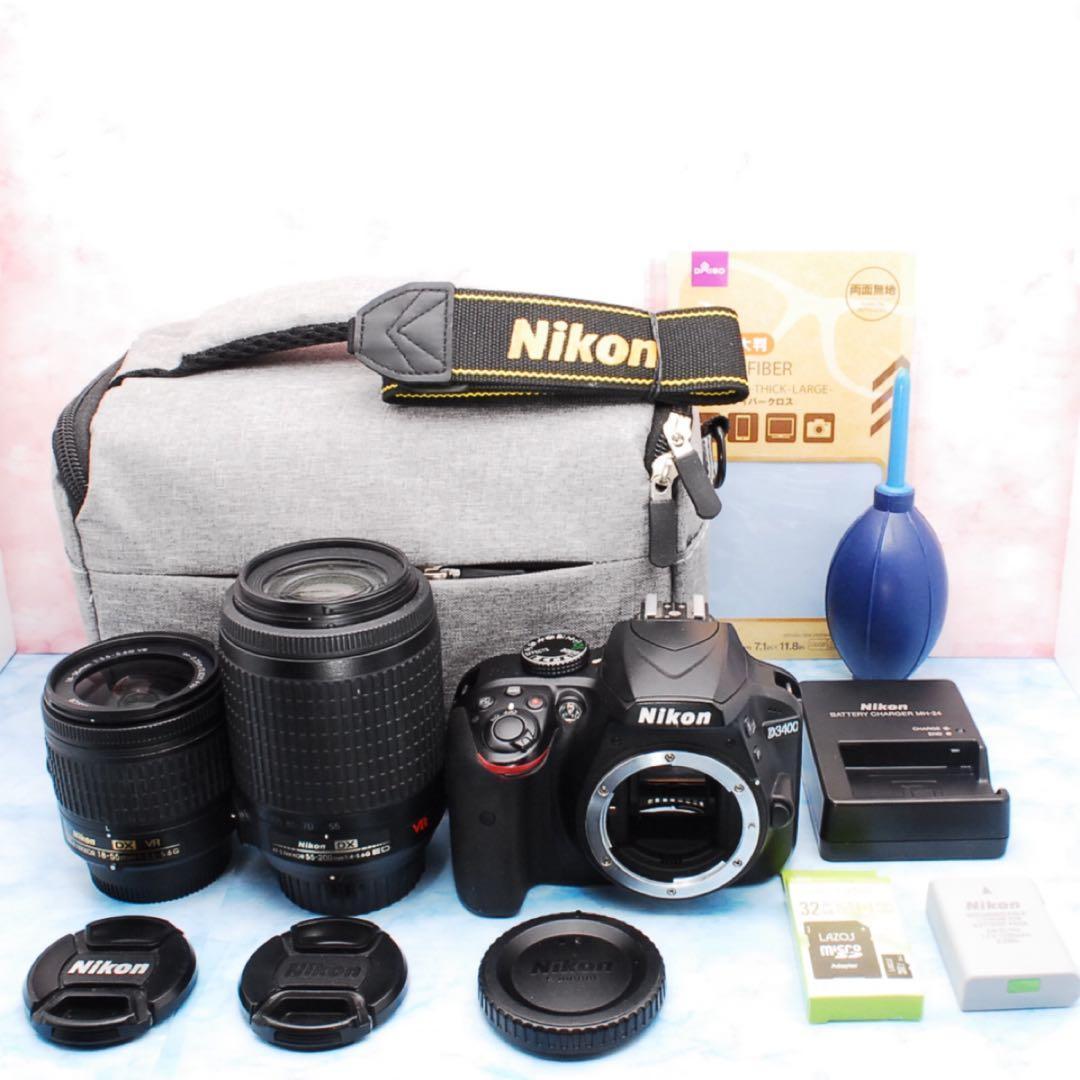 Nikon D3400★豪華Wレンズ★一眼レフカメラ★スマホ転送OK★バッグ付