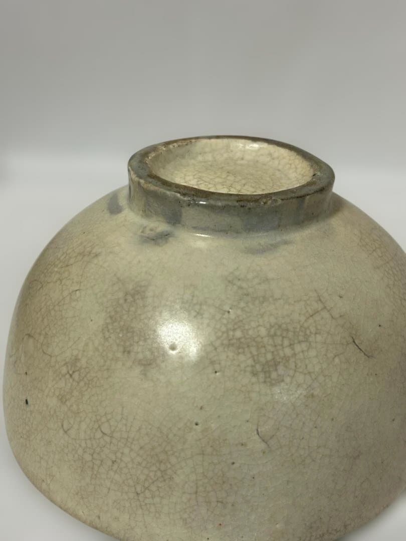 抹茶椀 時代 白釉 茶器 茶道具 茶碗 木箱 無銘 訳アリ 直しあり