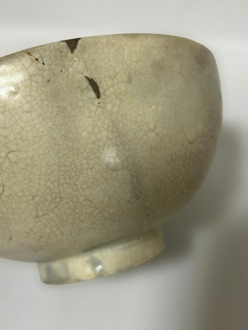 抹茶椀 時代 白釉 茶器 茶道具 茶碗 木箱 無銘 訳アリ 直しあり